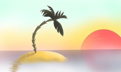 Fototapeta na wymiar tropical sunset on the beach