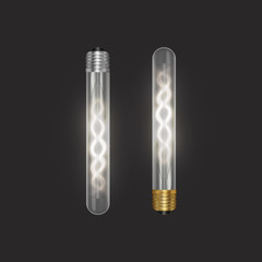 Realistic bulb in retro style, lamp looks good on dark substrate, Vector EPS 10 format