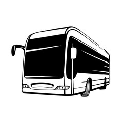 Bus. City bus hand drawn vector illustration. Coach. Realistic bus sketch drawing graphic.