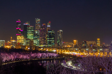 Fototapeta na wymiar View of Moscow City in winter