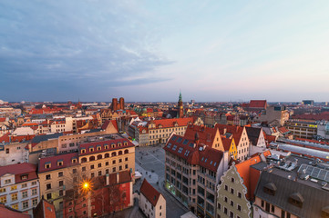 Naklejka na ściany i meble Air view panorama of Wroclaw. Breslau