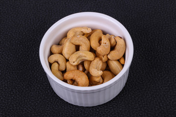 Cashew nuts heap in the bowl