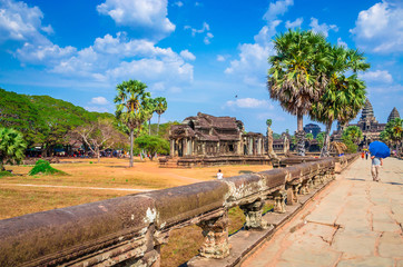 Buildings on territory of ancient temple complex Angkor Wat, Siem Reap, Cambodia.