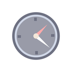 Round clock icon on a white background. Vector illustration.