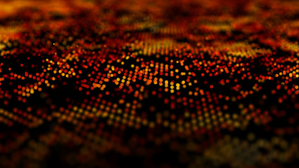Wave 3d. Cybernetic futuristic background. Big data. Abstract grid illustration.