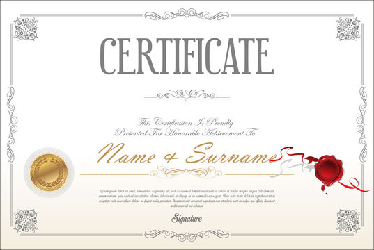 Certificate or diploma retro design template 