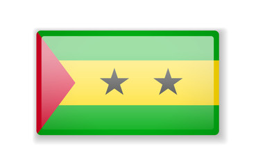 Sao Tome and Principe Flag. Bright Square Icon on a white background