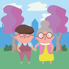 Grandmother and grandfather cartoon vector design