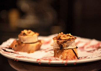 Close-up view of wide variety of tapas in Spain