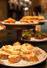 Close-up view of wide variety of tapas in Spain