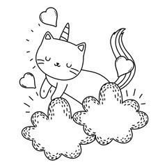 Unicorn cat cartoon vector design