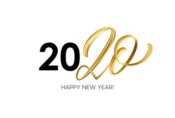 Happy New Year 2020. Lettering greeting inscription. Vector illustration