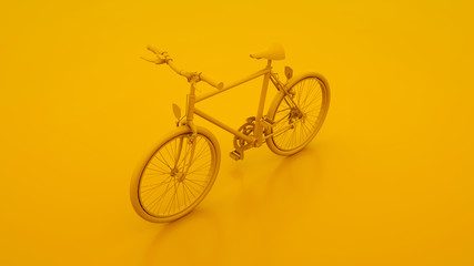 Fototapeta na wymiar Yellow Bicycle. Minimal idea concept. 3d illustration