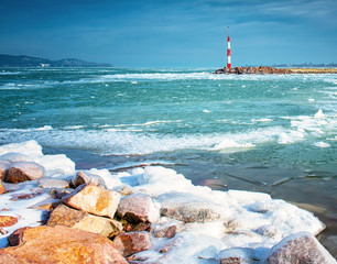 Nice winter scene at lake Balaton