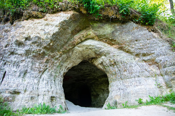 View of the entrance to The Helme Caves, Estonia 