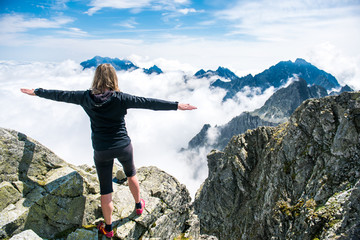 view of the highest peak of Poland - Rysy.hiking in the Slovakia mountains High Tatras
