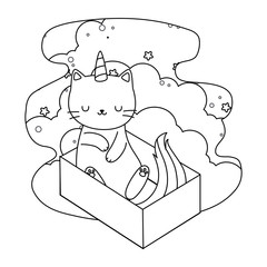 Unicorn cat cartoon vector design