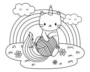 Unicorn cat cartoon vector design