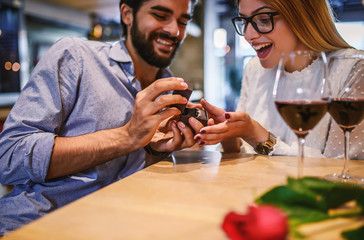 She said yes. Engagement ring for a girlfriend. Dating, love, relationships