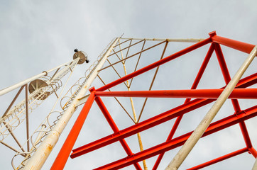 Ladder on a lightning rod