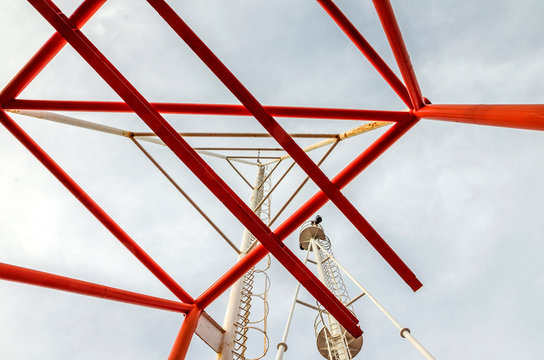 Ladder on a lightning rod