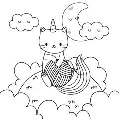 Unicorn cat cartoon vector design