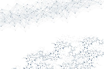 Structure molecule and communication. Dna, atom, neurons. Scientific concept for your design. Connected lines with dots. Medical, technology, chemistry, science background. Vector illustration.