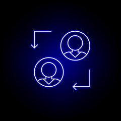 Transfer men line neon icon. Elements of Business illustration line icon. Signs and symbols can be used for web, logo, mobile app, UI, UX