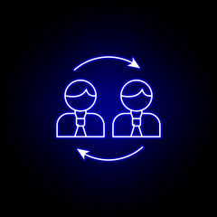 Exchange men line neon icon. Elements of Business illustration line icon. Signs and symbols can be used for web, logo, mobile app, UI, UX