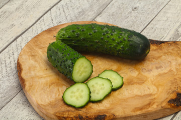 Ripe fresh green two cucumbers