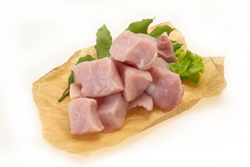 Raw fresh pork meat cube