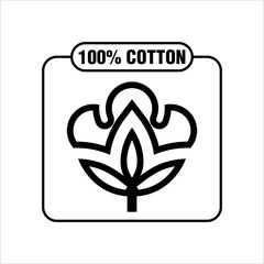 One Hundred Percent Cotton Icon, 100% Cotton Icon, Cotton Flower Icon, Cotton Ball, Cotton Fiber