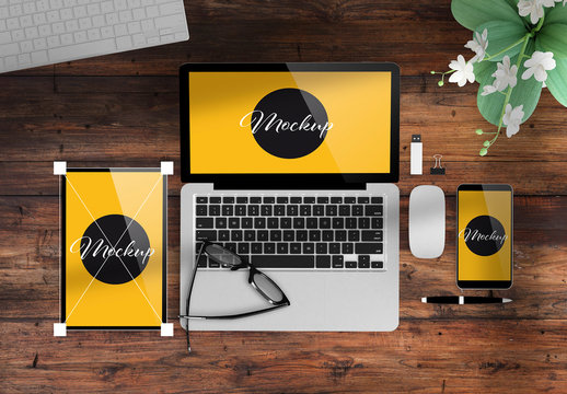 Laptop and Mobile Devices Mockup Scene Creator