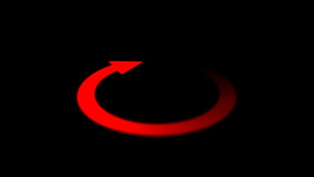 Loading circle icon animation isolated on black background. Loopable animation with rotating arrow.