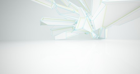 Abstract drawing white parametric interior. 3D illustration and rendering.