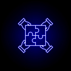 Teamwork hands line neon icon. Elements of Business illustration line icon. Signs and symbols can be used for web, logo, mobile app, UI, UX