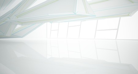 Obraz premium Abstract drawing white parametric interior. 3D illustration and rendering.