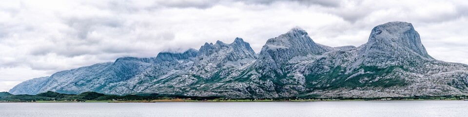 Sea view of the Seven Sisters Mountain, Alsta Island, Sandnessjoen, Norway