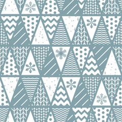 Seamless vector triangle geometric pattern. Design for Christmas wrapping, wallpaper, fabric, textile.