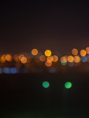 Night time background Bokeh of car lights