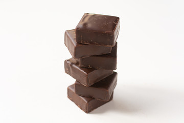 Chocolate candies on a white background.