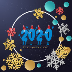 Fototapeta premium 2020 New Year Italian greeting card (Felice Anno Nuovo 2020). Italian 2020 New Year Version. Italian 2020 Happy New Year background Version.