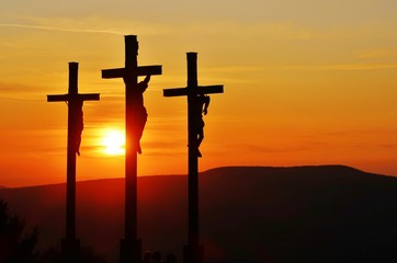 Sonnenuntergang auf dem Kreuzberg, Rhön