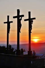 Sonnenuntergang auf dem Kreuzberg, Rhön