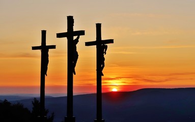Sonnenuntergang auf dem Kreuzberg, Rhön