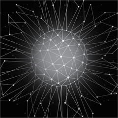 Geometric pattern with connected lines and dots.