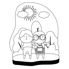 Grandmother and grandfather cartoon vector design