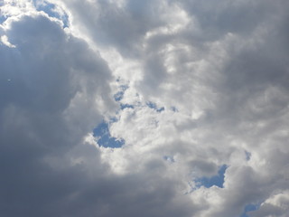 Fluffy clouds zoom shot, day time