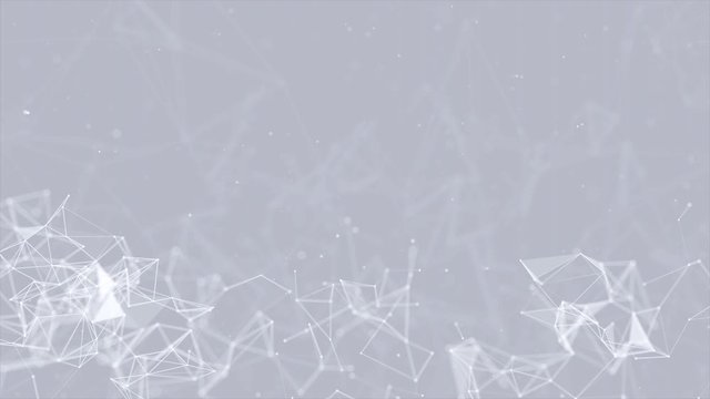 Abstract Plexus Geometrical Shapes. Connection And Web Digital, Communication And Technology Network With Moving Lines And Dots. Business Presentation Seamless Loop Background.