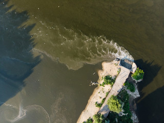 Ecological disaster, sewage discharge to the Vistula river near Warsaw, Poland